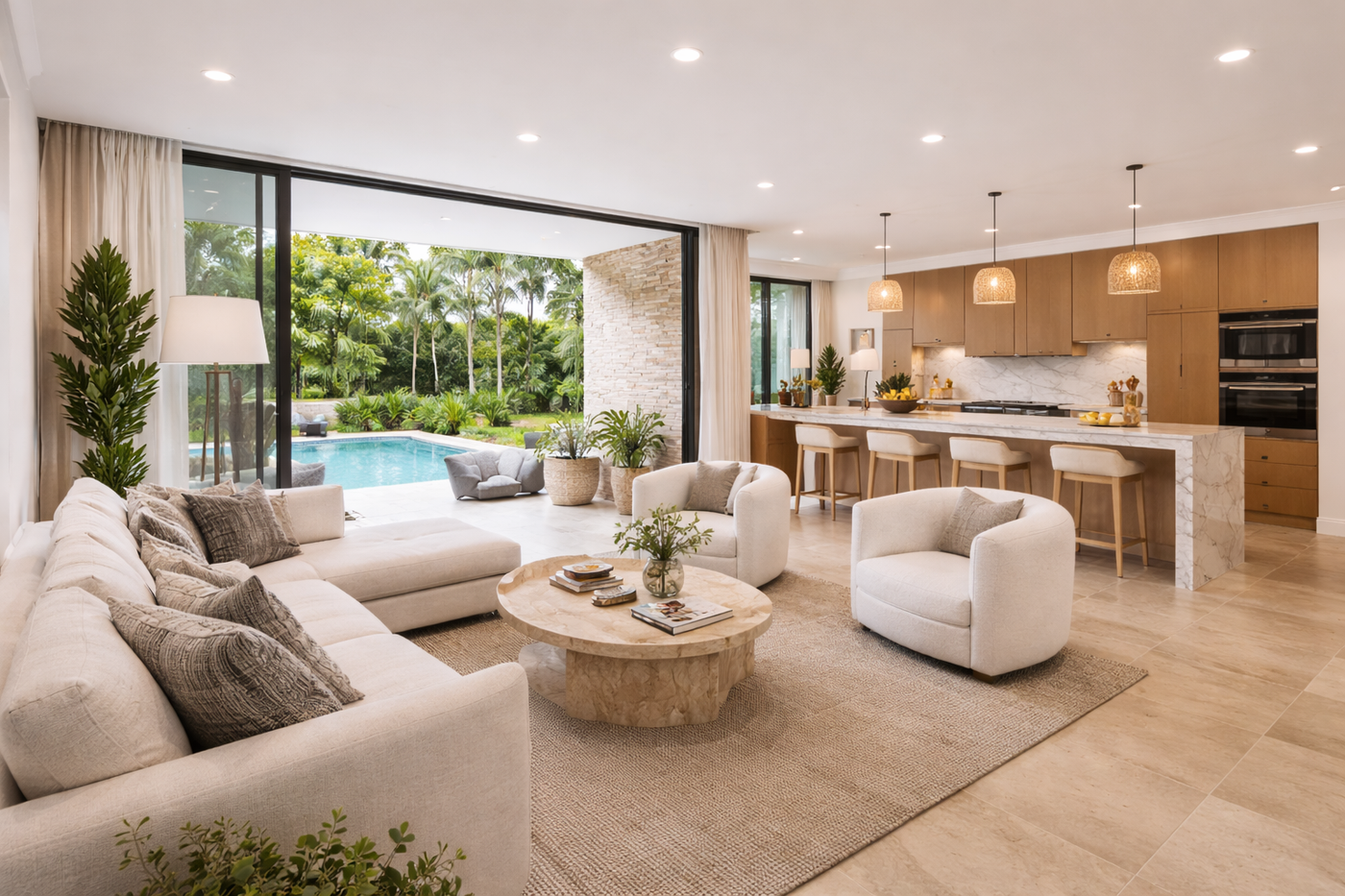 Luxury indoor-outdoor home renovation with open plan living and pool area — Renova Build Sydney