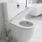 Two-piece toilet suite with Tornado Quiet rimless flushing.